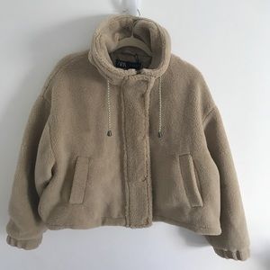ZARA: Cropped Teddy Jacket